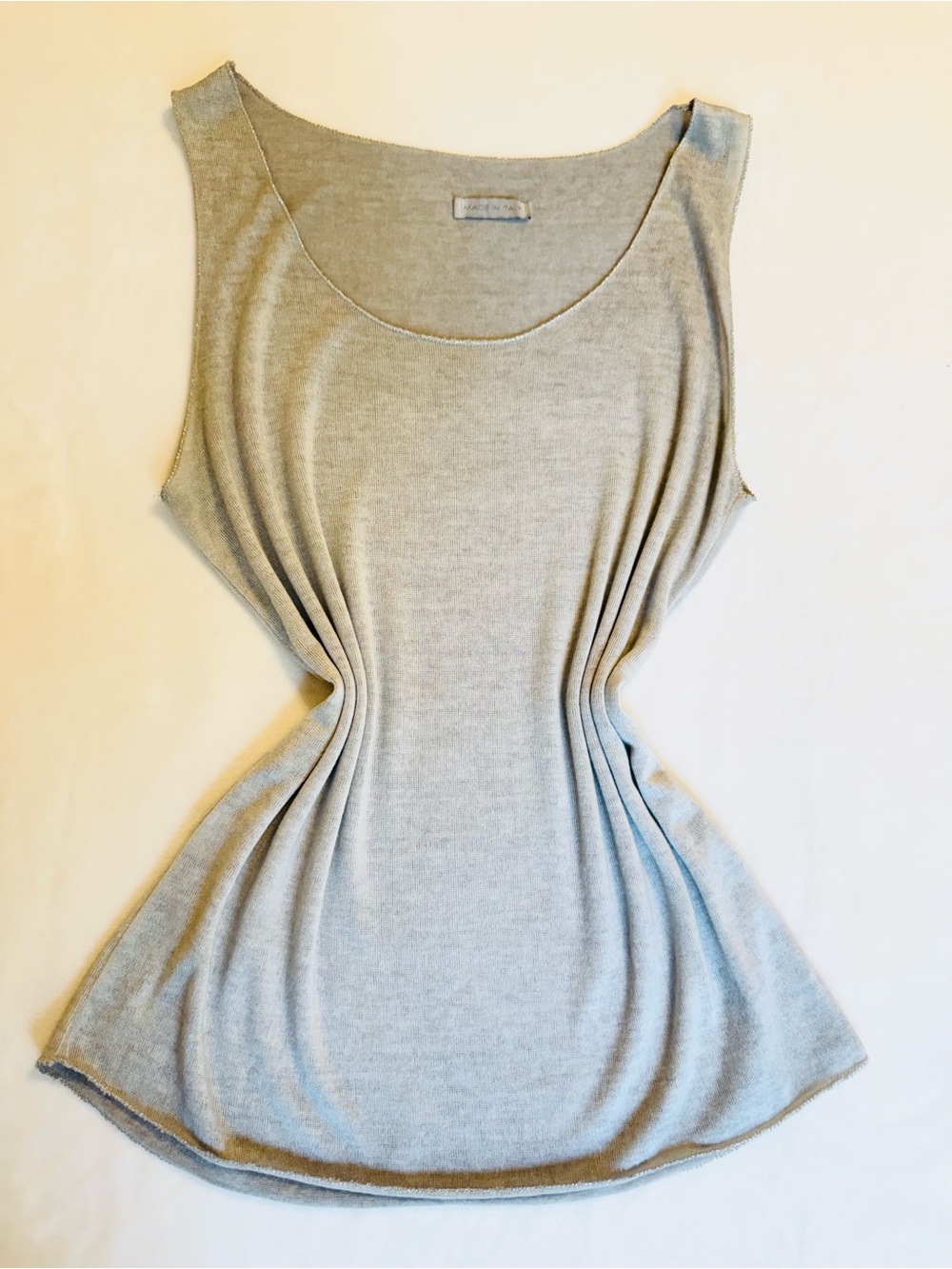 Made in Italy Gray Sleeveless Knit Tank Scoop Neck Top